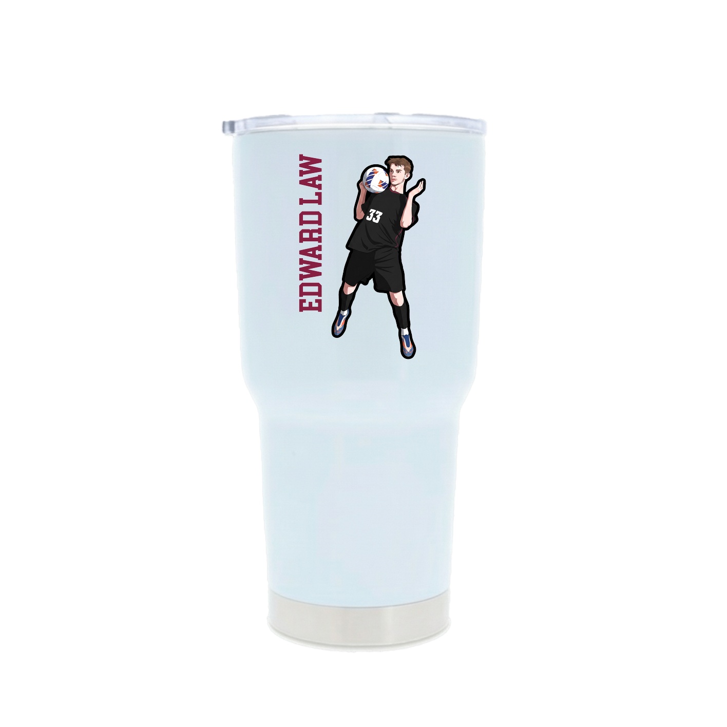 30oz Stainless Steel Tumbler — Name Vertical in White