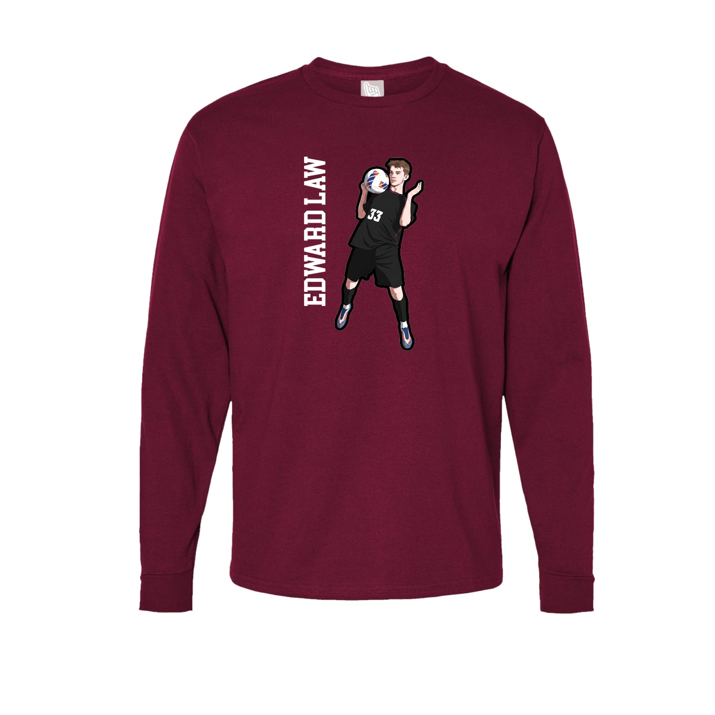 Long Sleeve Tee — Name Vertical in Cardinal
