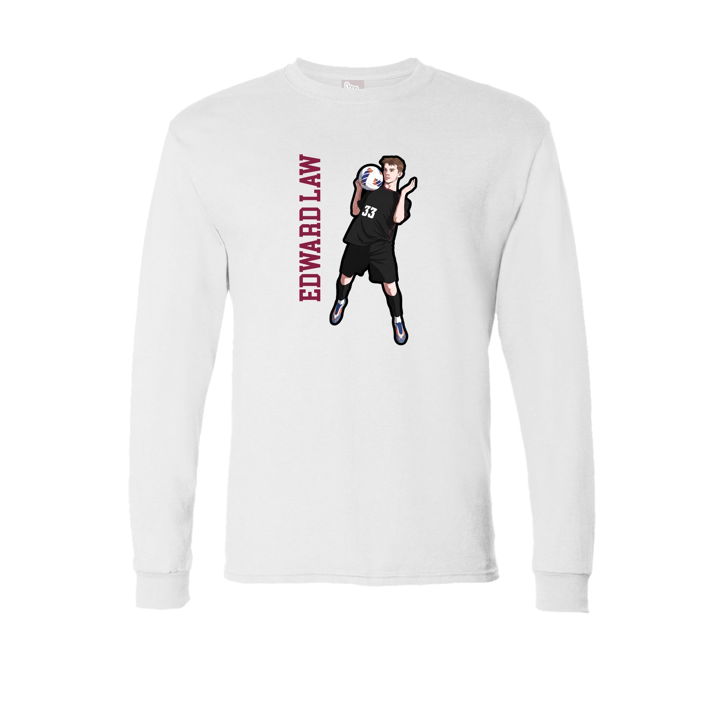 Long Sleeve Tee — Name Vertical in White