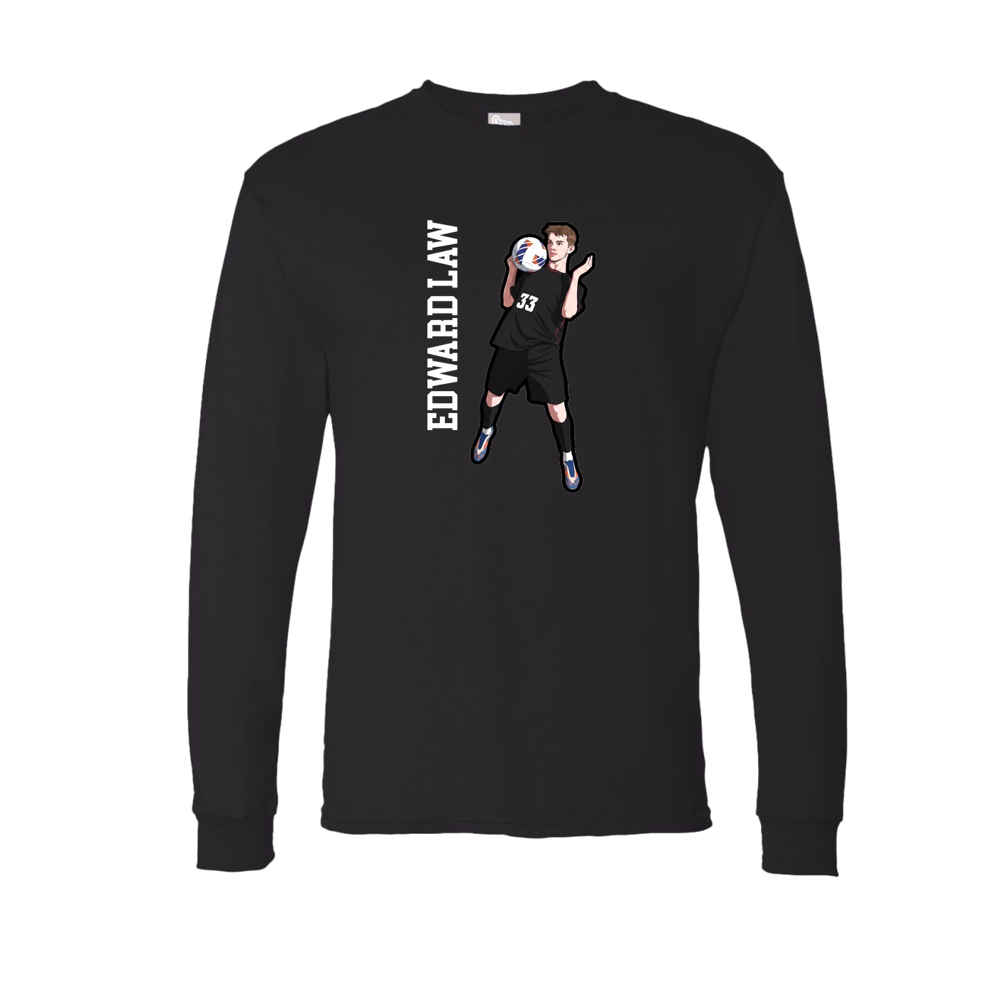 Long Sleeve Tee — Name Vertical in Black