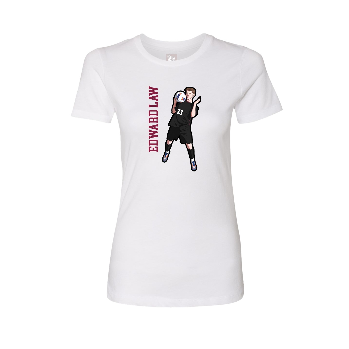 Womens Tee — Name Vertical in White