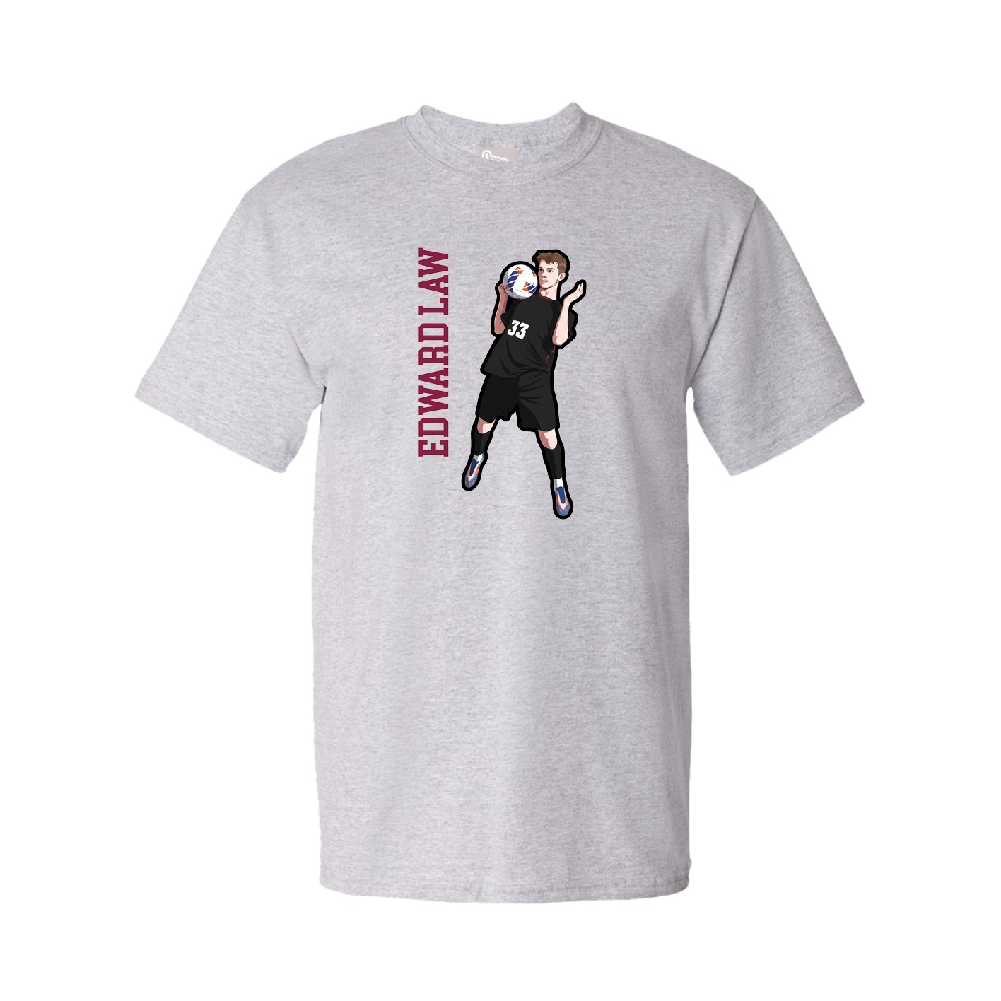 Youth Tee — Name Vertical in Grey