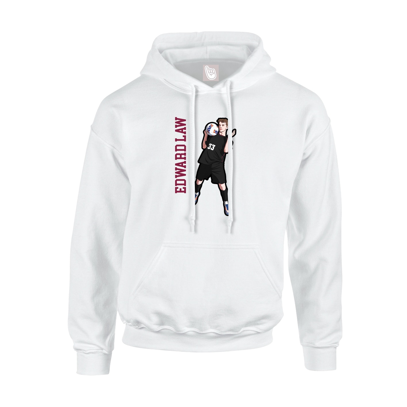 Youth Hoodie — Name Vertical in White