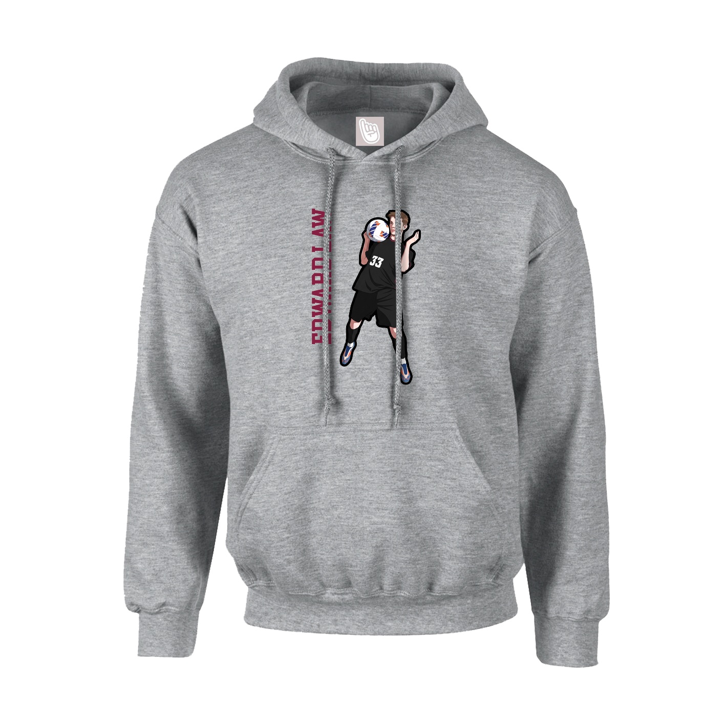 Youth Hoodie — Name Vertical in Grey