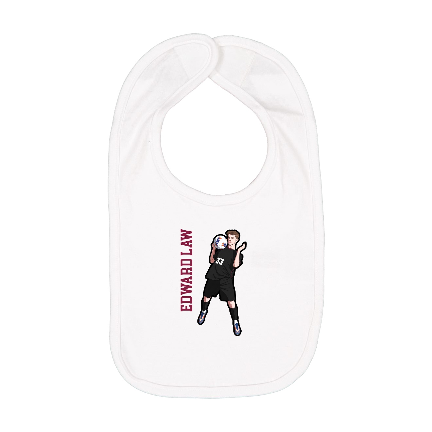 Infant Bib — Name Vertical in White