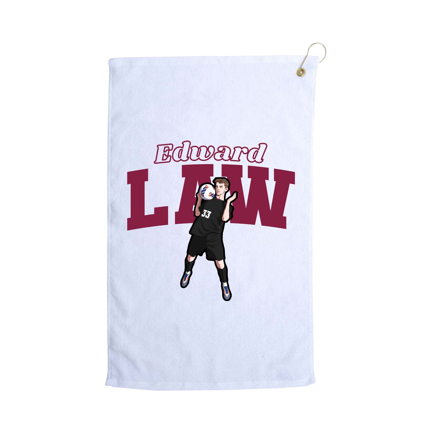 Golf Towel — Name Arch in White
