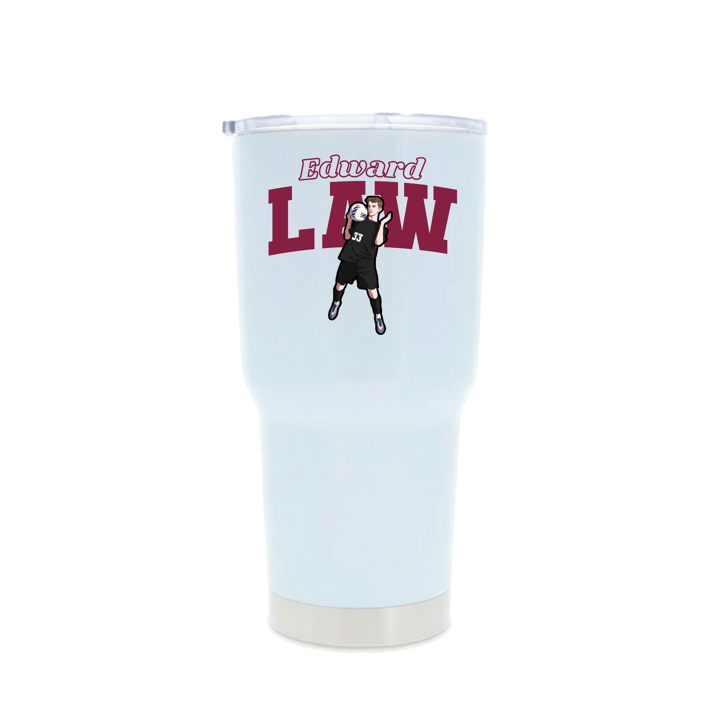 30oz Stainless Steel Tumbler — Name Arch in White