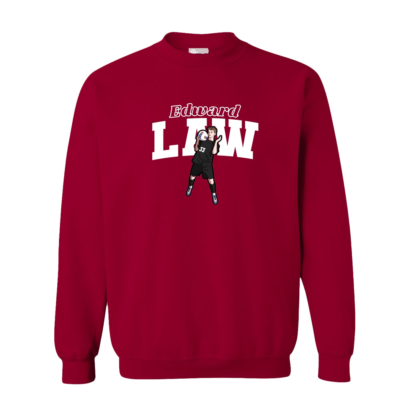 Fleece Crew — Name Arch in Cardinal