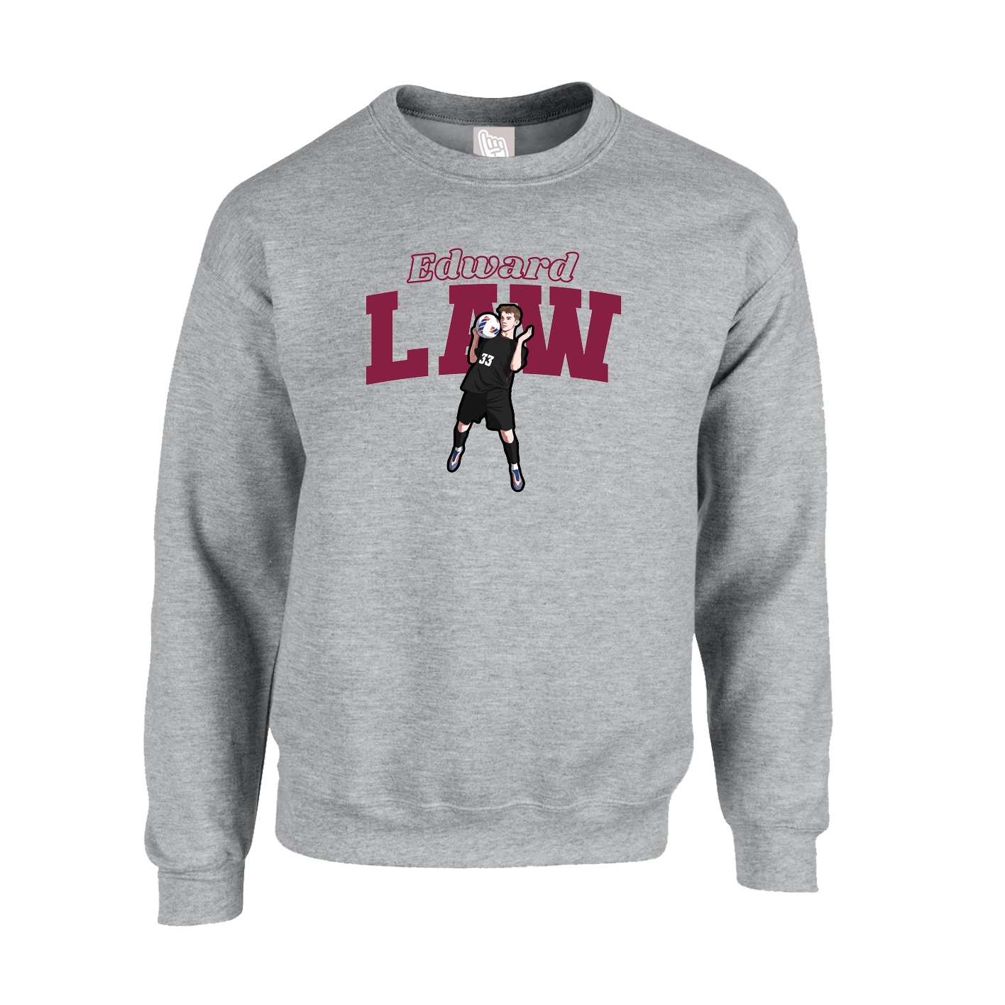 Fleece Crew — Name Arch in Grey
