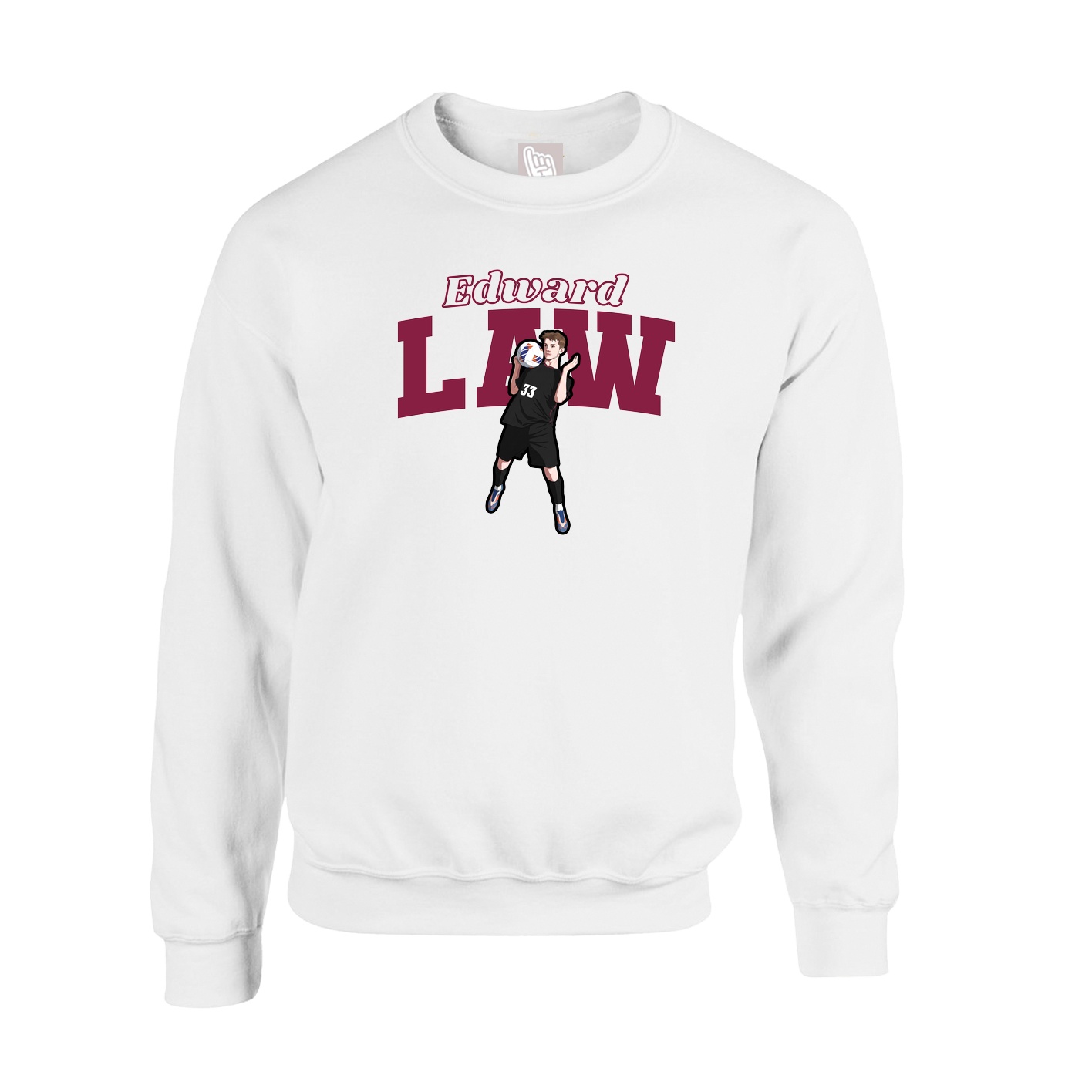 Fleece Crew — Name Arch in White