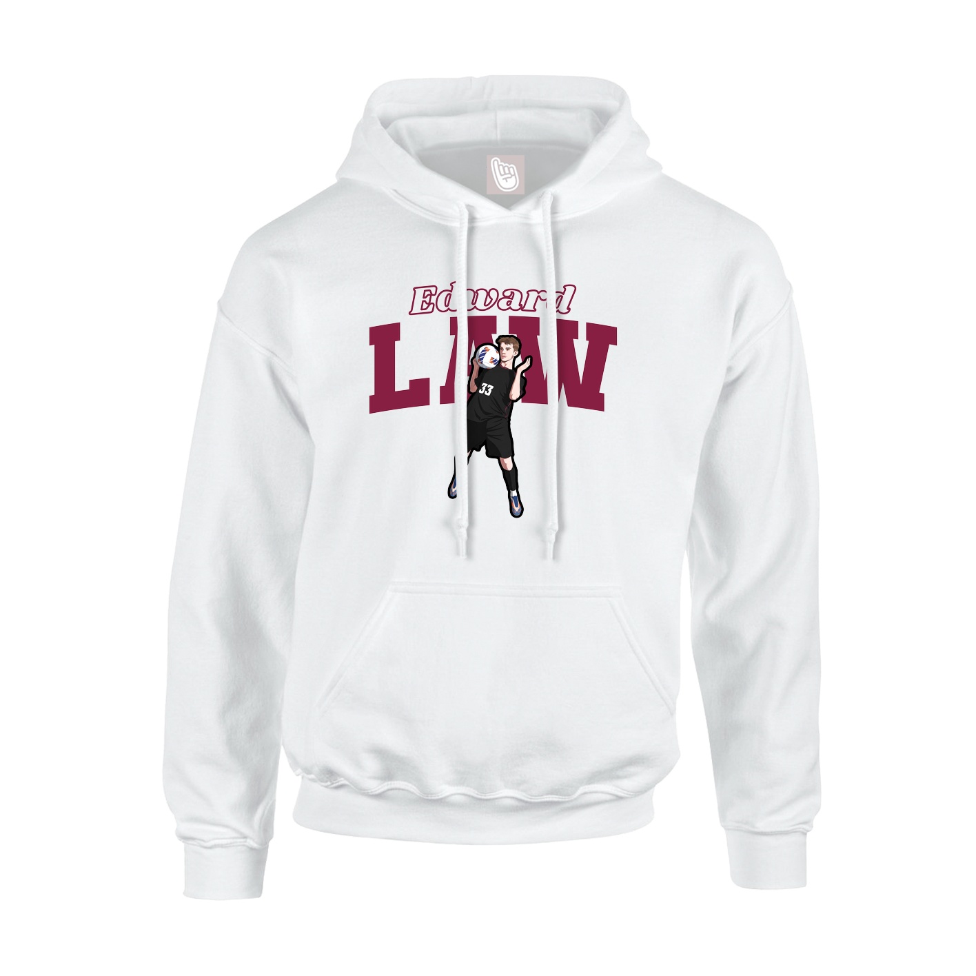Youth Hoodie — Name Arch in White