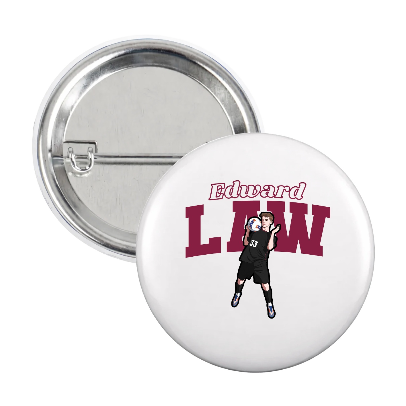 Game Day Button — Name Arch in White