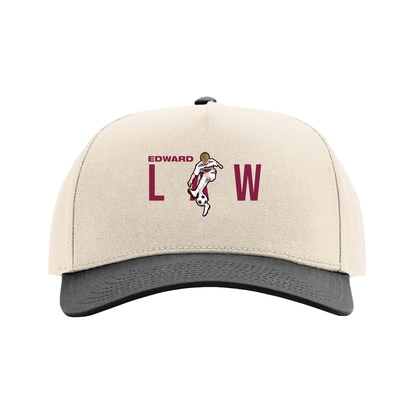 Full Fabric Five-Panel Champ Cap — Player Name in Cream/Black