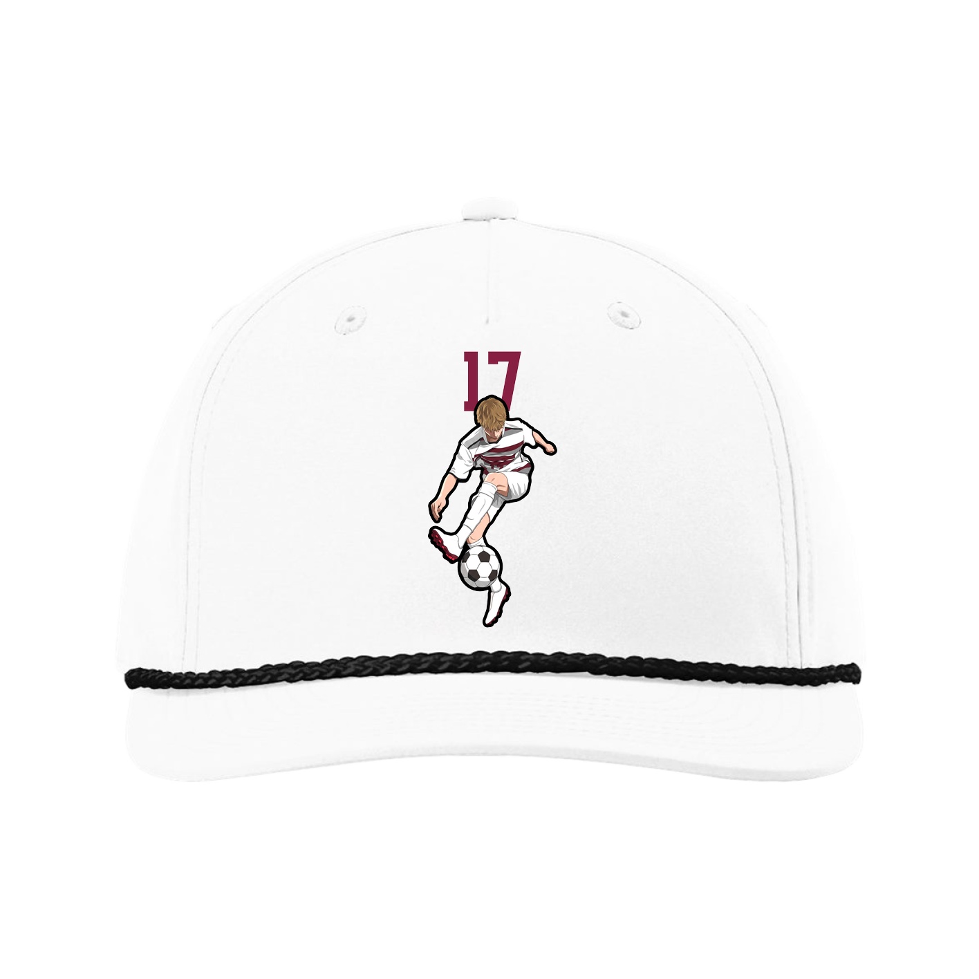 Five-Panel Classic Rope Cap — Number Top in White
