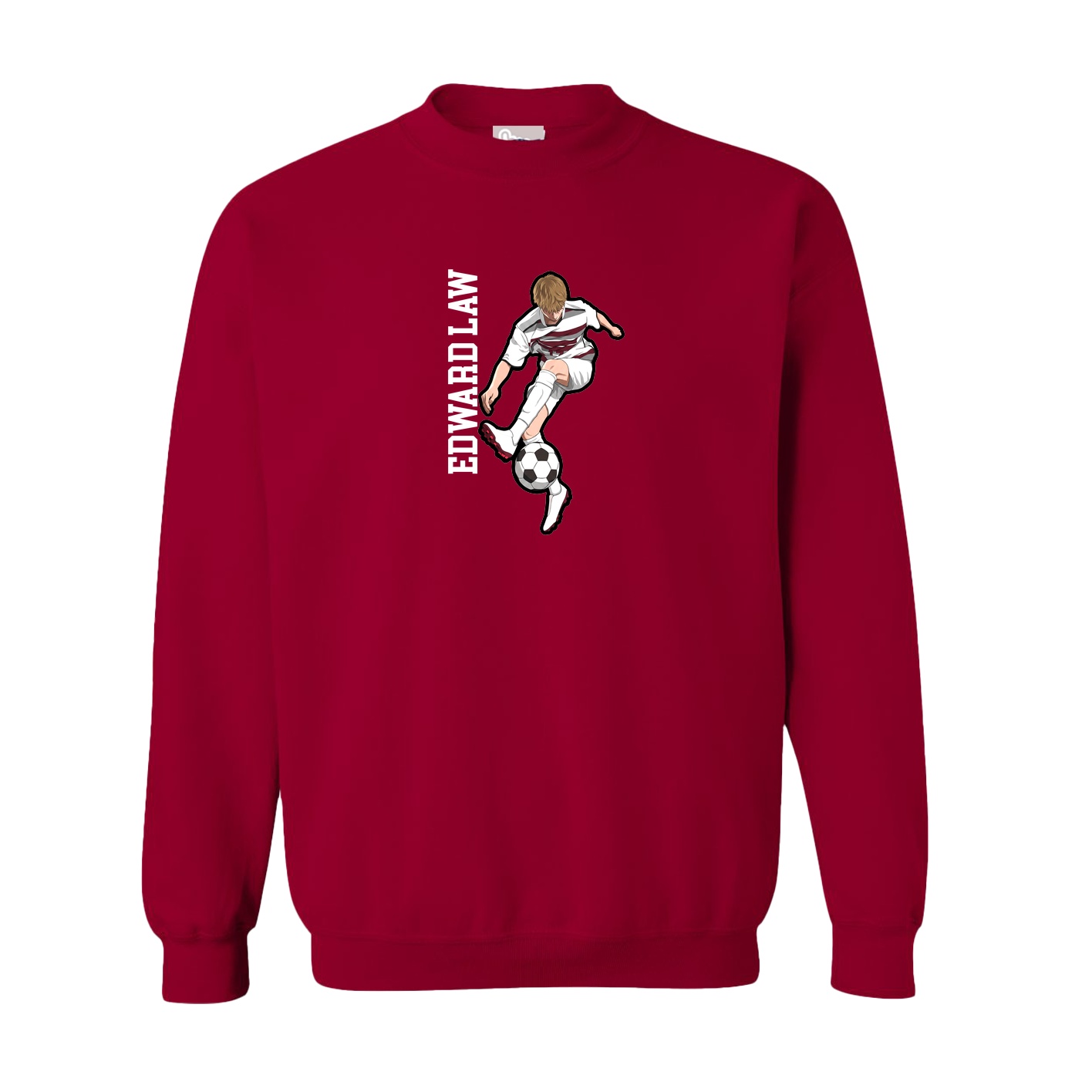 Fleece Crew — Name Vertical in Cardinal