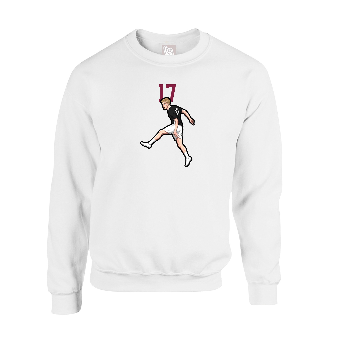 Fleece Crew — Number Top in White