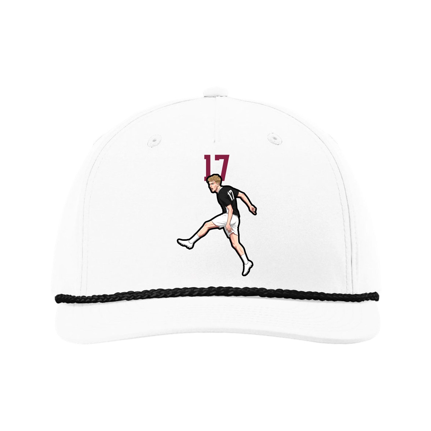 Five-Panel Classic Rope Cap — Number Top in White