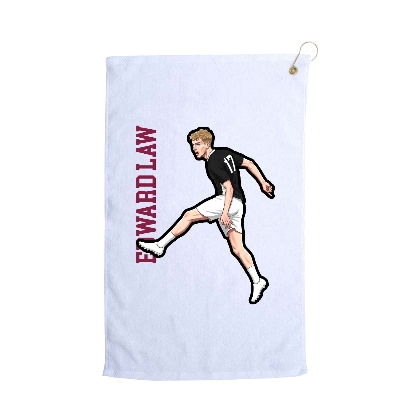 Golf Towel — Name Vertical in White