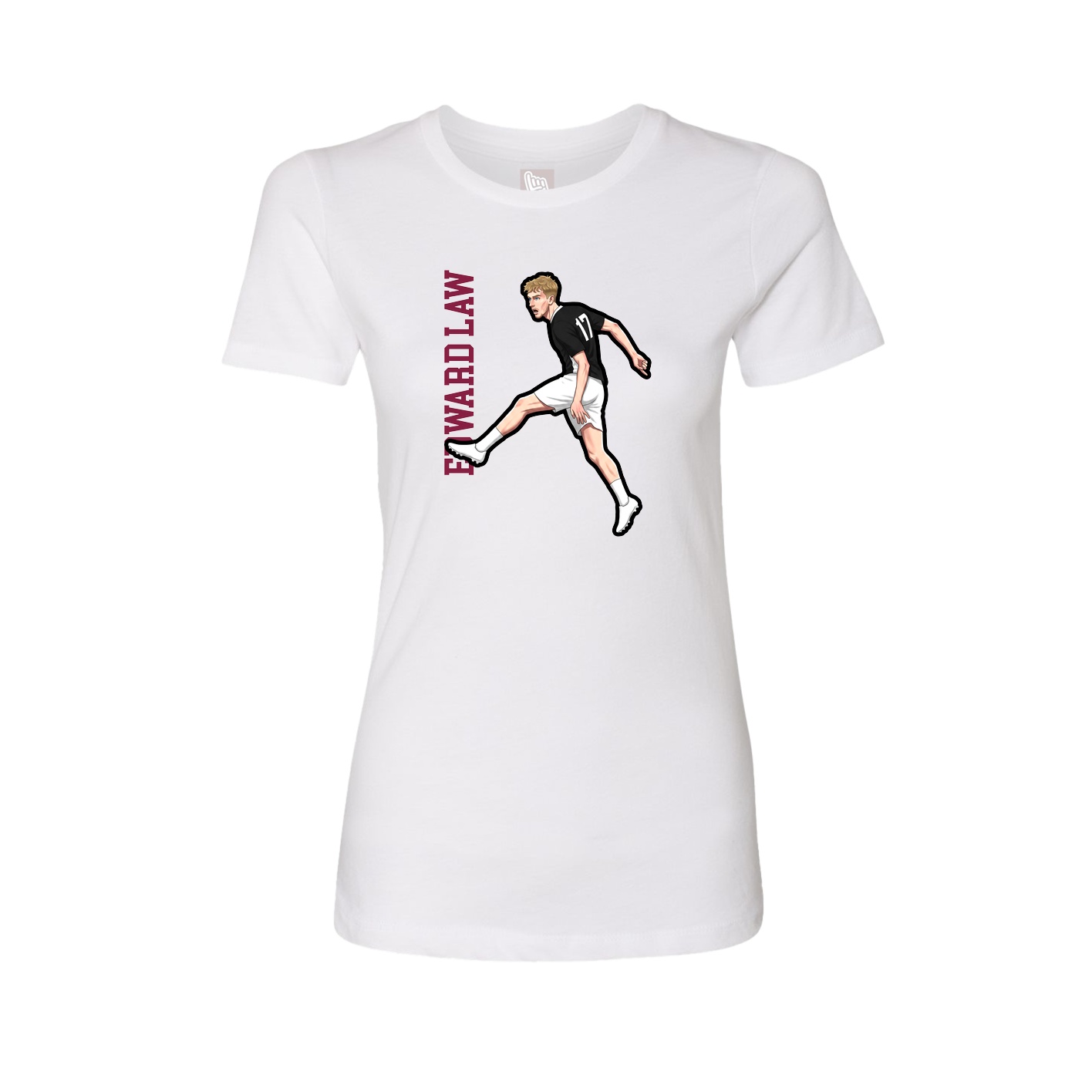 Womens Tee — Name Vertical in White