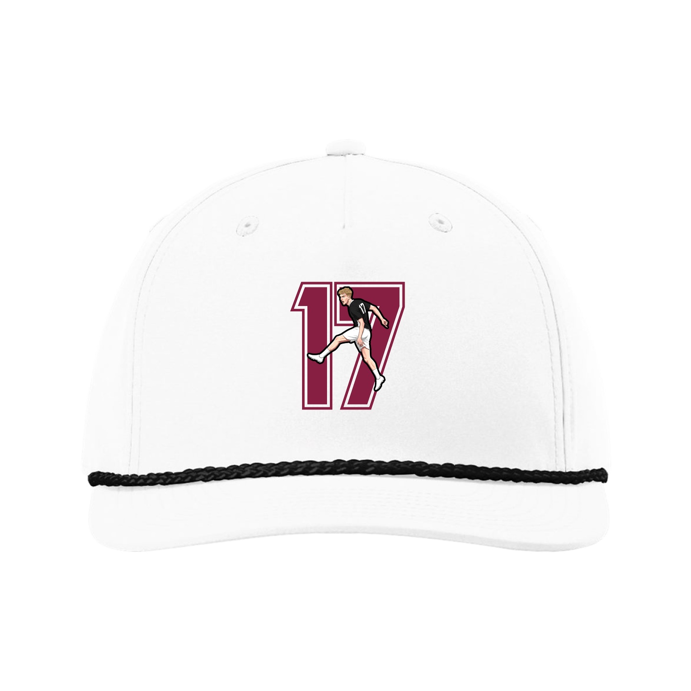 Five-Panel Classic Rope Cap — Number in White