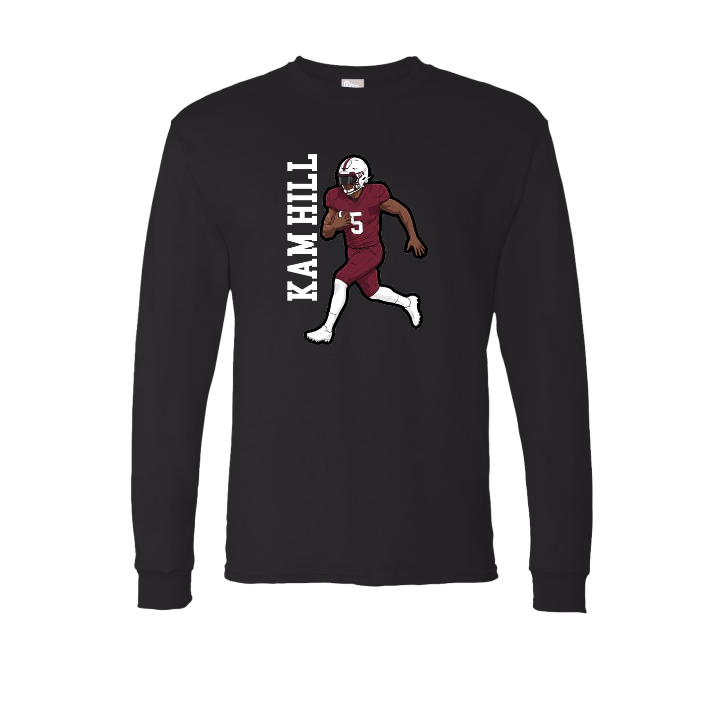 Long Sleeve Tee — Name Vertical in Black