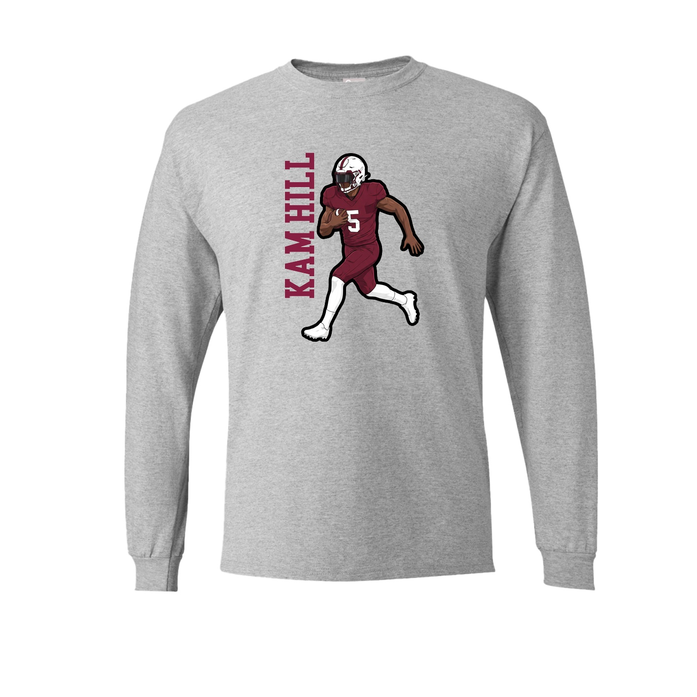 Long Sleeve Tee — Name Vertical in Grey