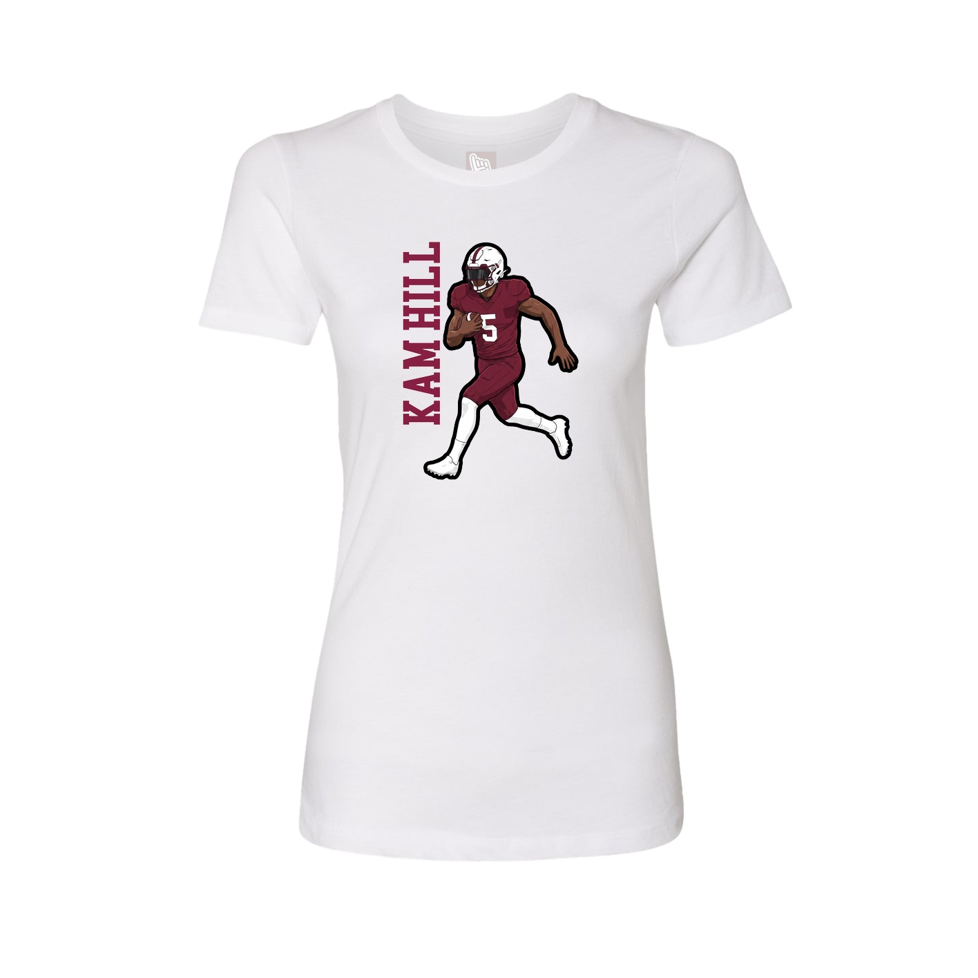 Womens Tee — Name Vertical in White