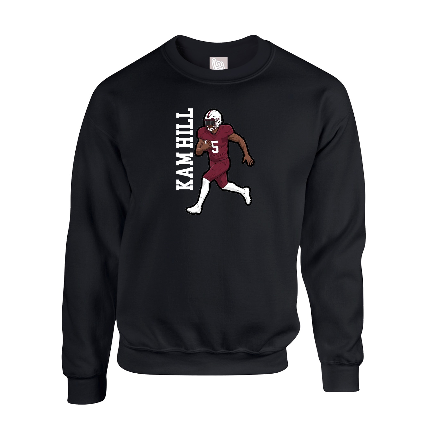 Fleece Crew — Name Vertical in Black