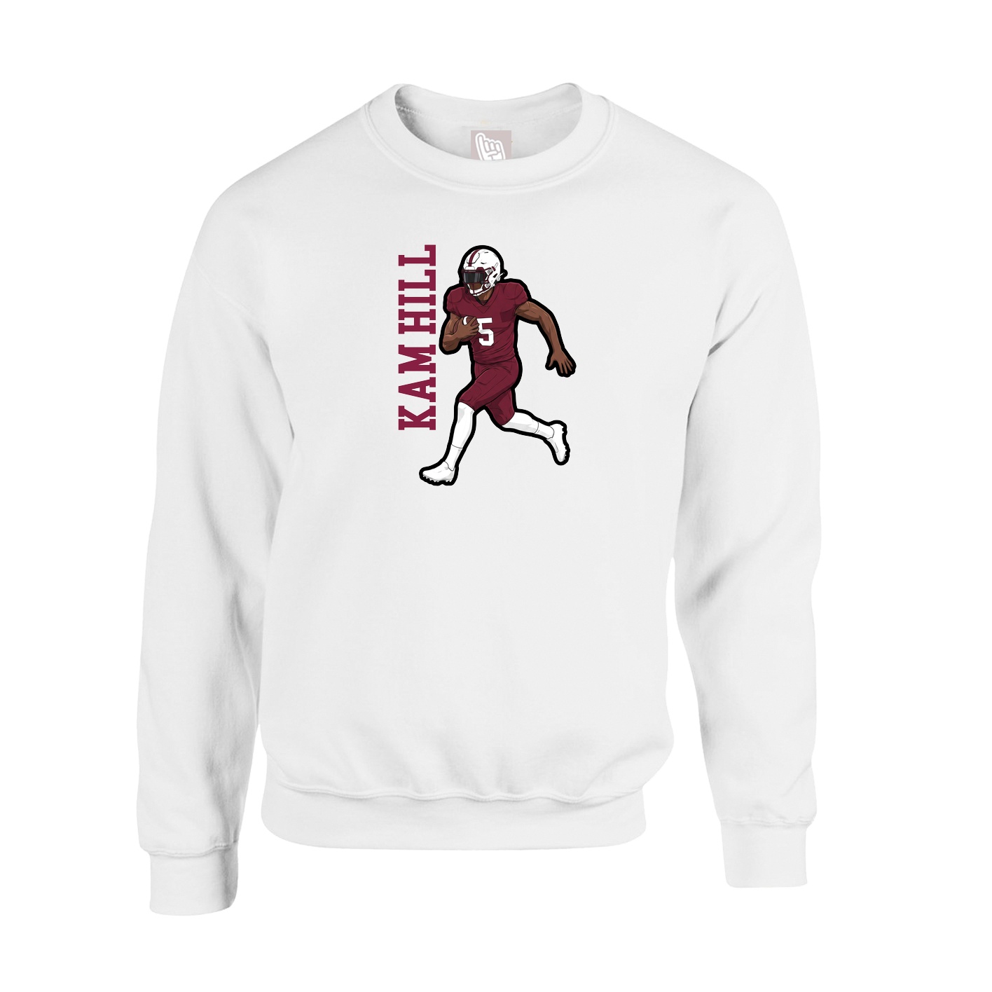 Fleece Crew — Name Vertical in White