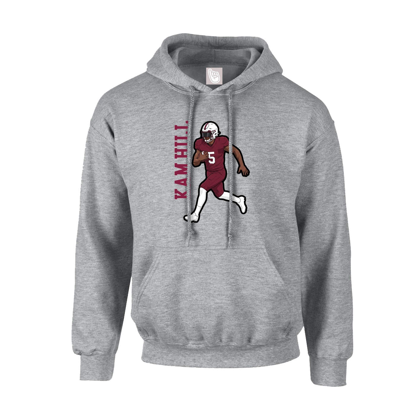 Youth Hoodie — Name Vertical in Grey
