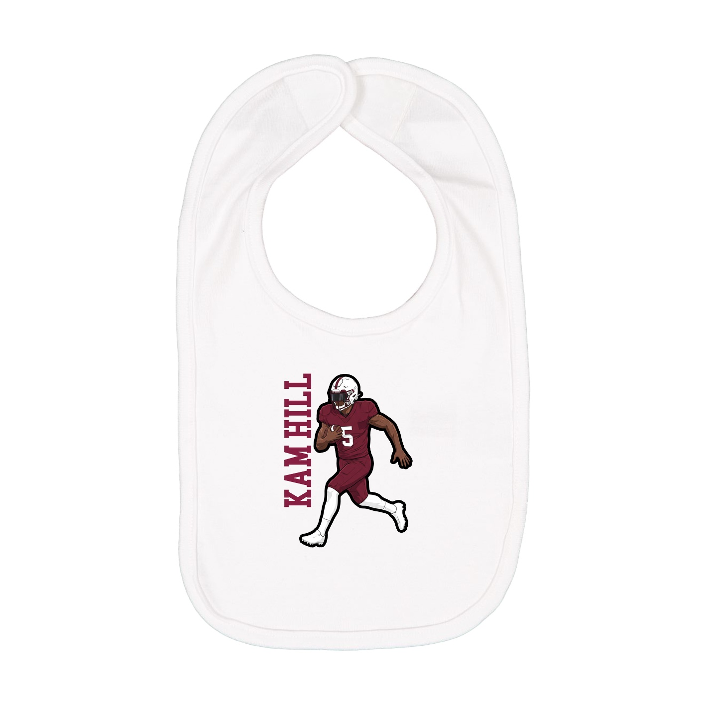 Infant Bib — Name Vertical in White
