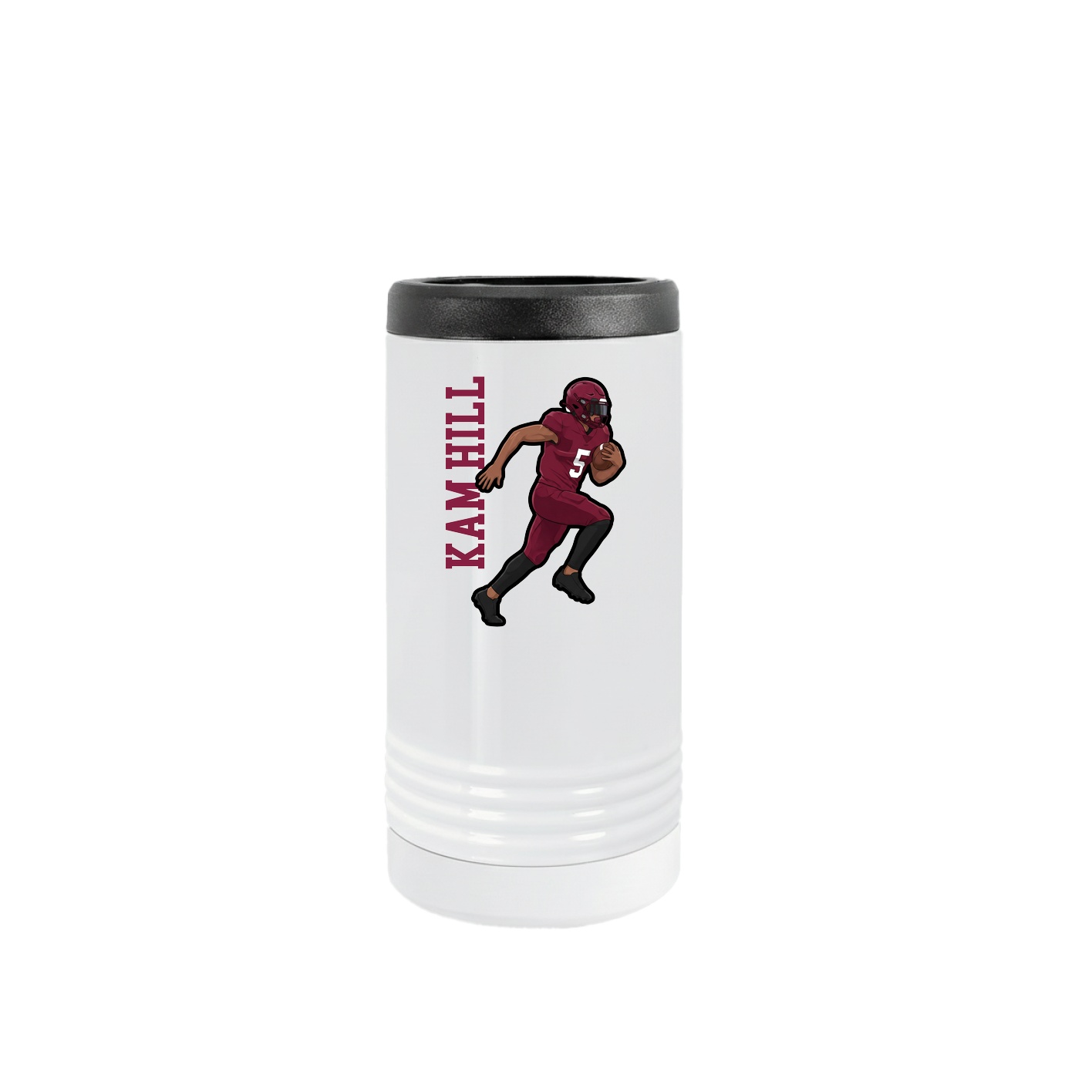 Slim Beverage Holder — Name Vertical in White