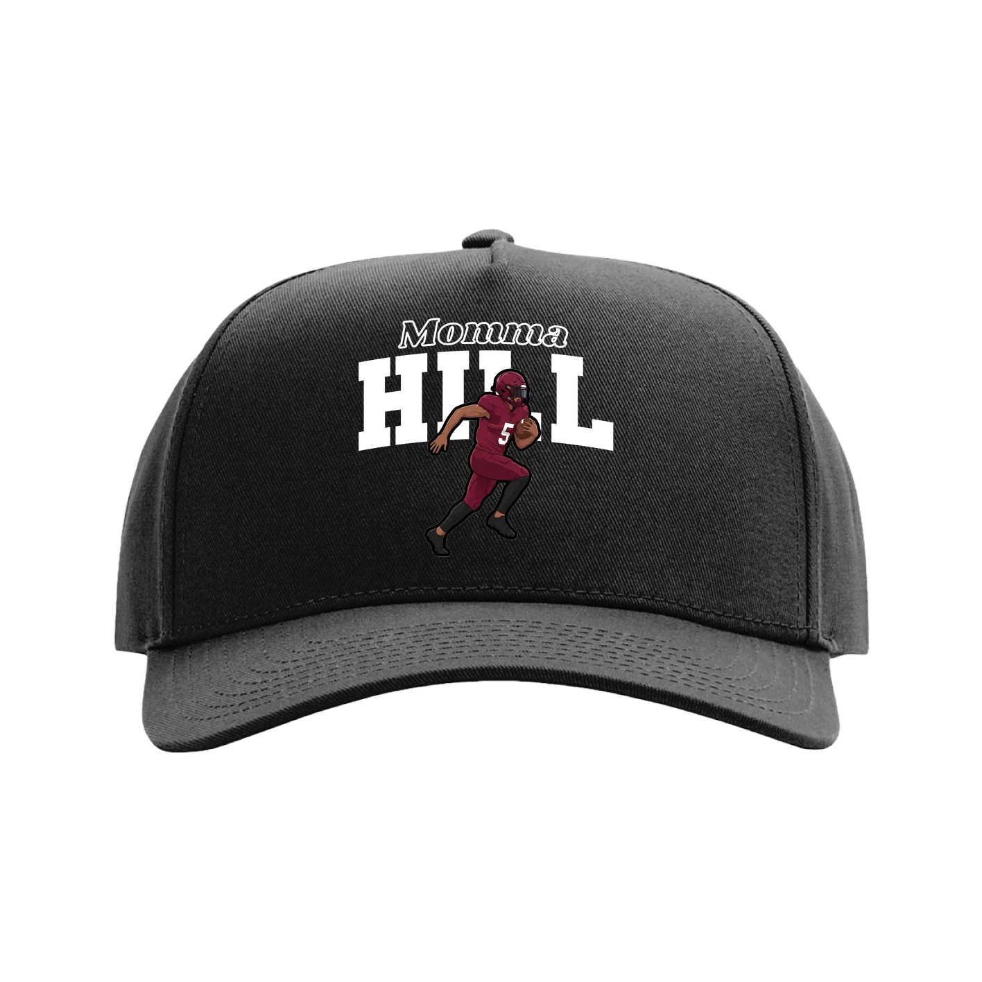 Full Fabric Five-Panel Champ Cap — Mothers Day Block in Black