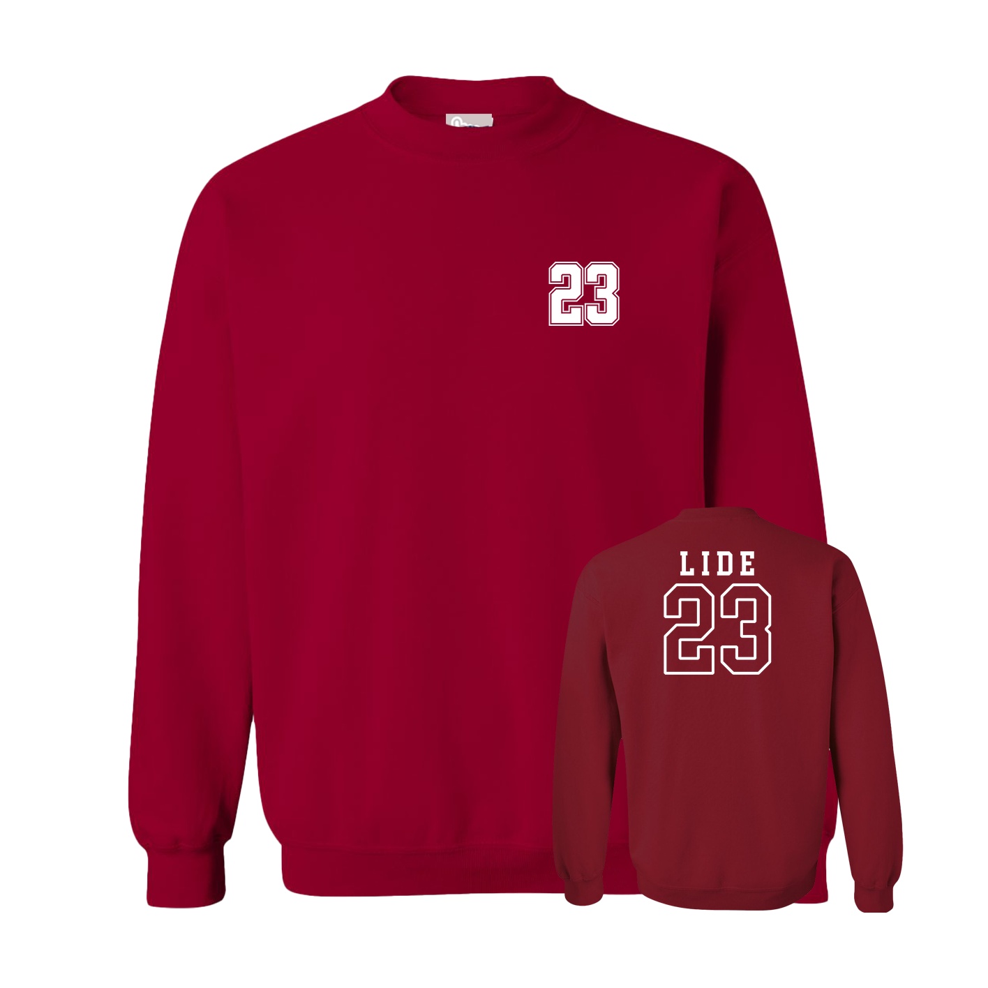 Fleece Crew — Chest Back in Cardinal