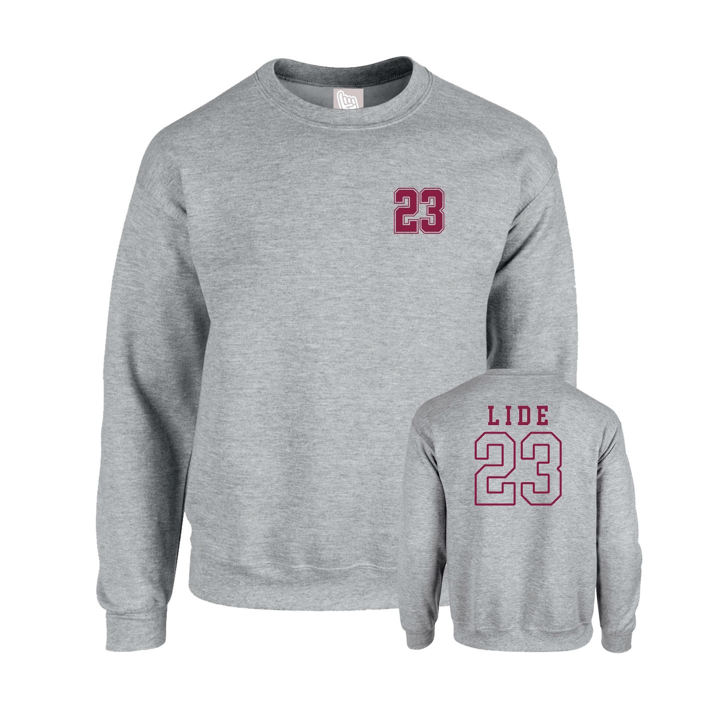 Fleece Crew — Chest Back in Grey