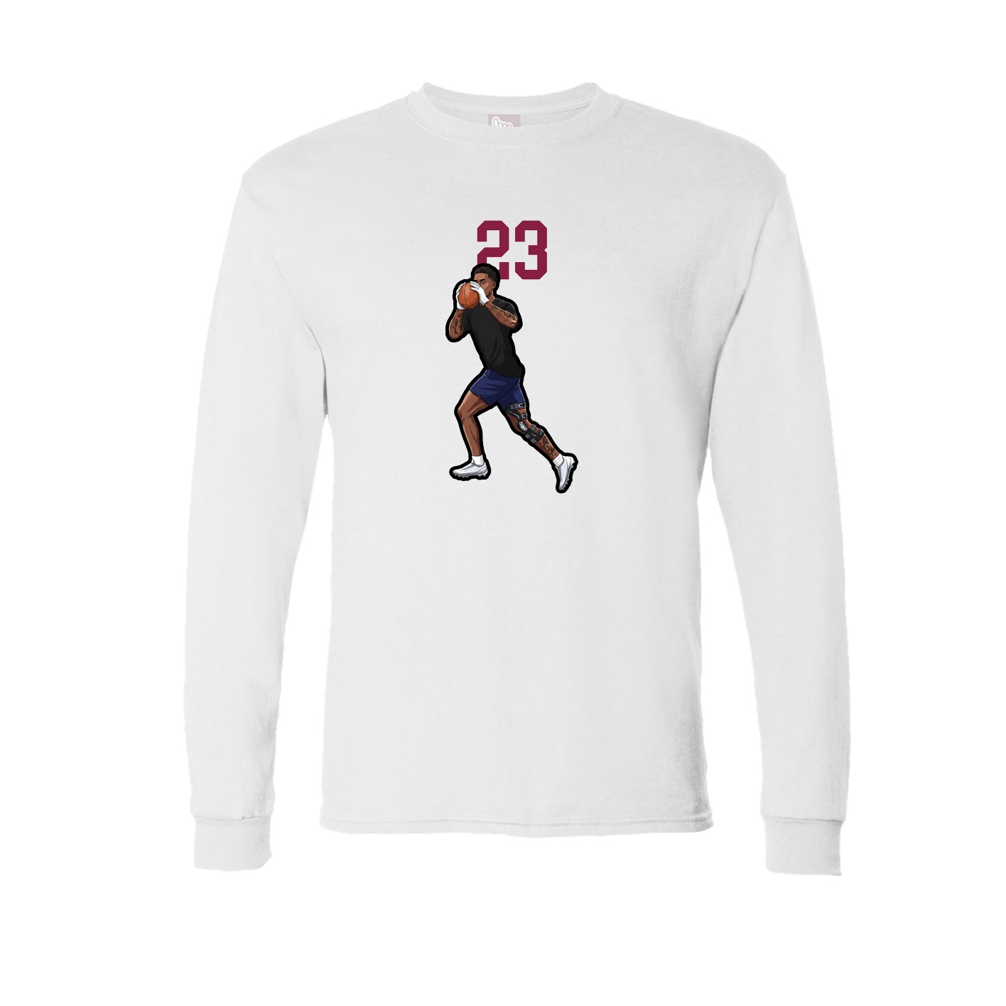 Long Sleeve Tee — Number Top in White