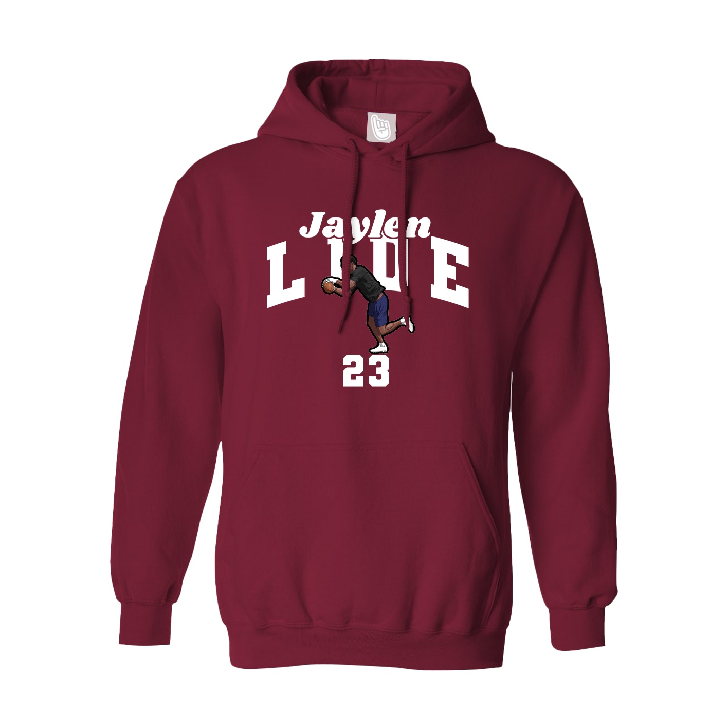 Hoodie — Signature Arch in Cardinal