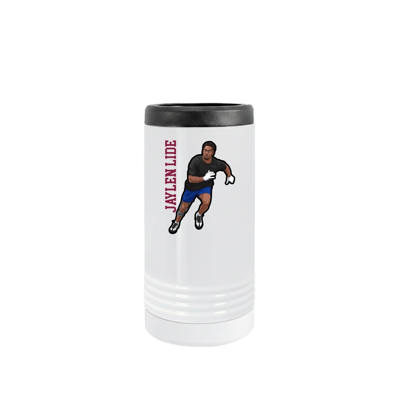 Slim Beverage Holder — Name Vertical in White