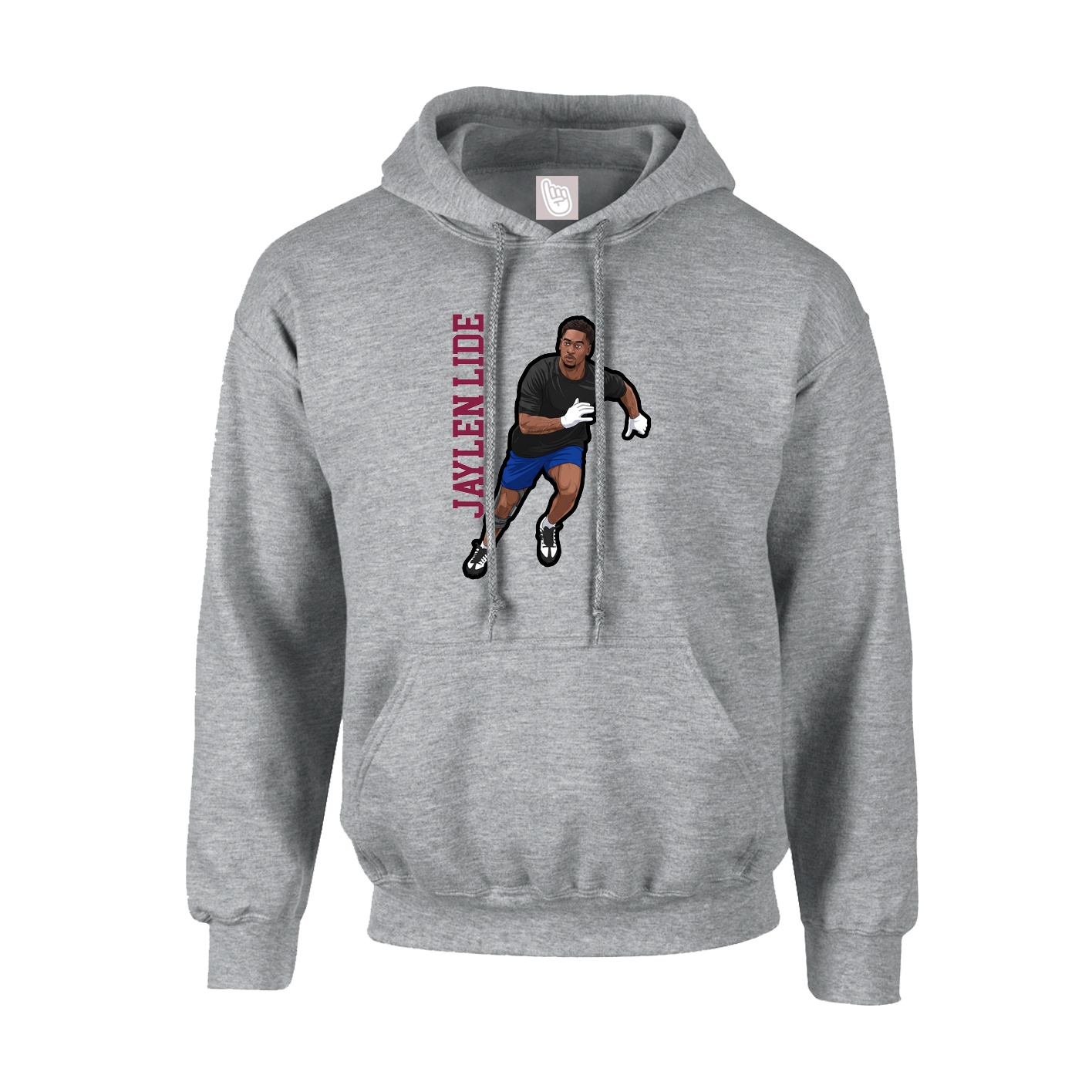 Hoodie — Name Vertical in Grey