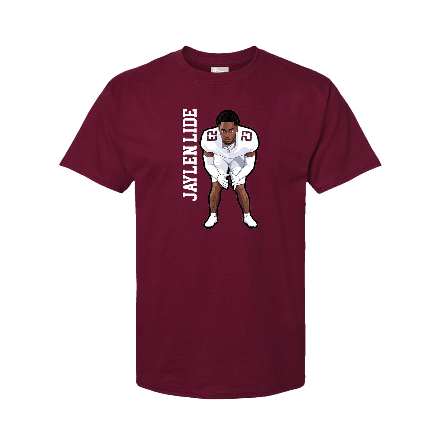Youth Tee — Name Vertical in Cardinal