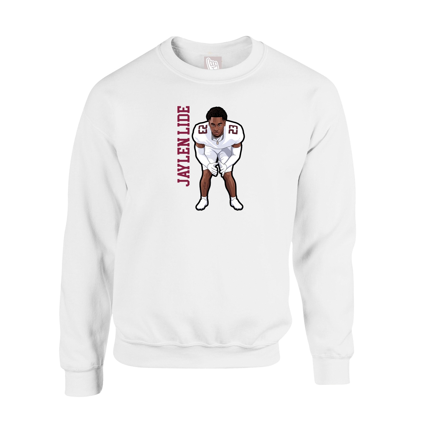Fleece Crew — Name Vertical in White