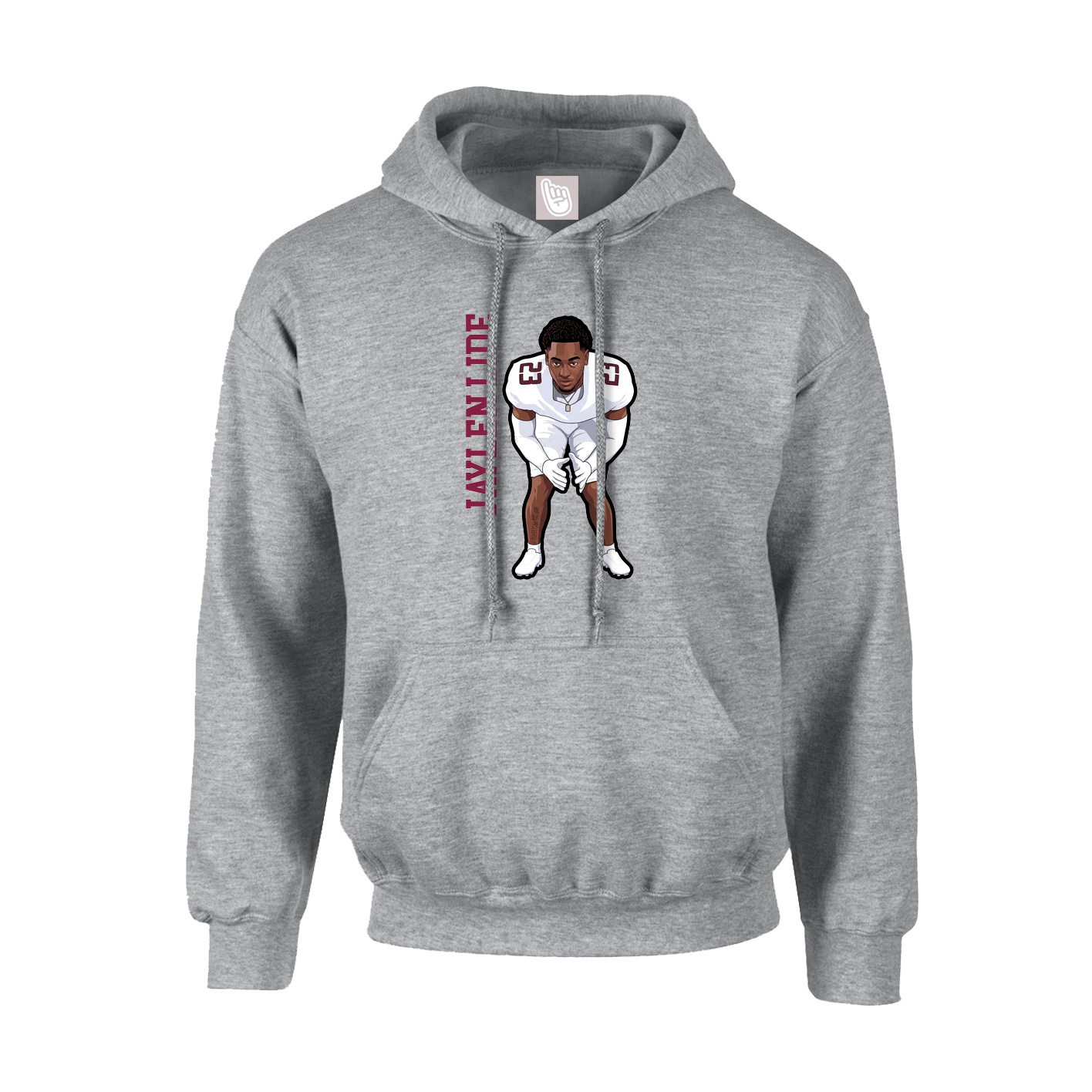 Youth Hoodie — Name Vertical in Grey
