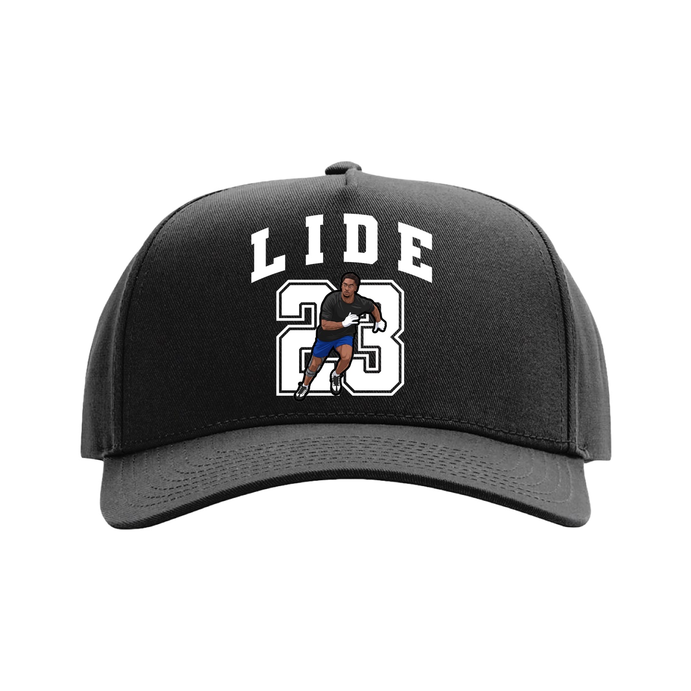 Full Fabric Five-Panel Champ Cap — Number in Black