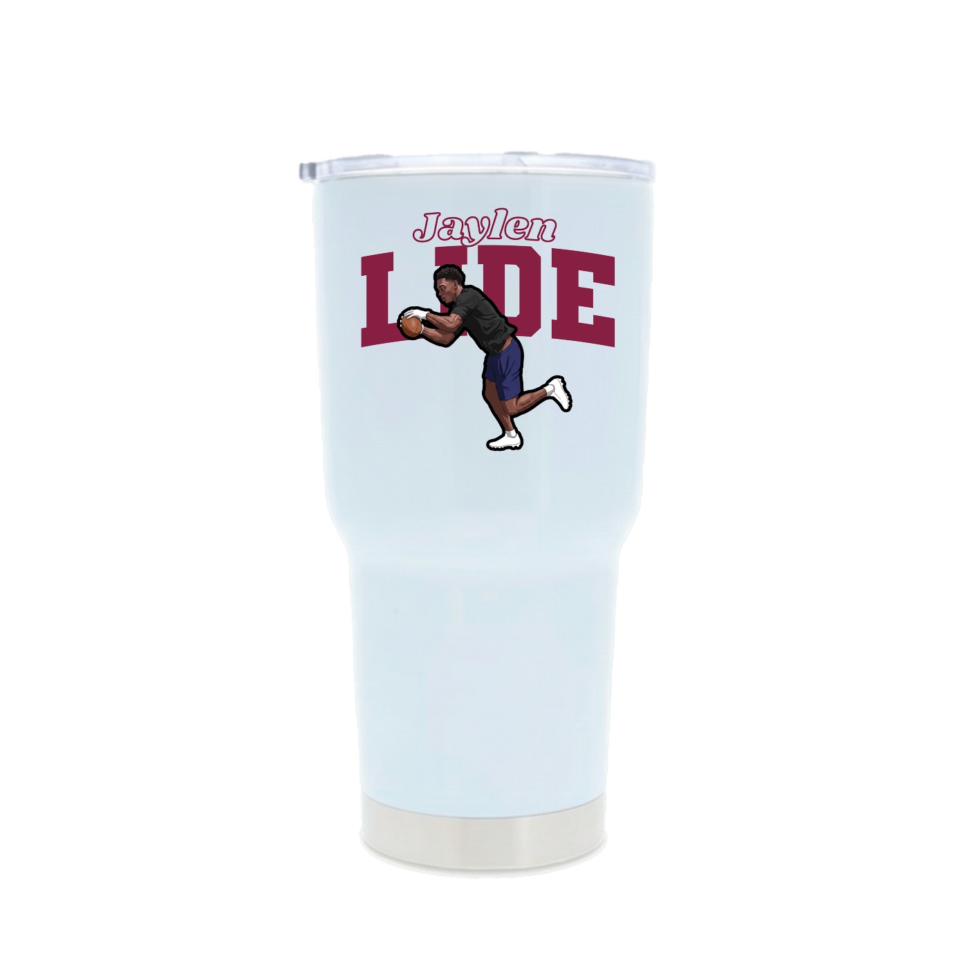 30oz Stainless Steel Tumbler — Name Arch in White