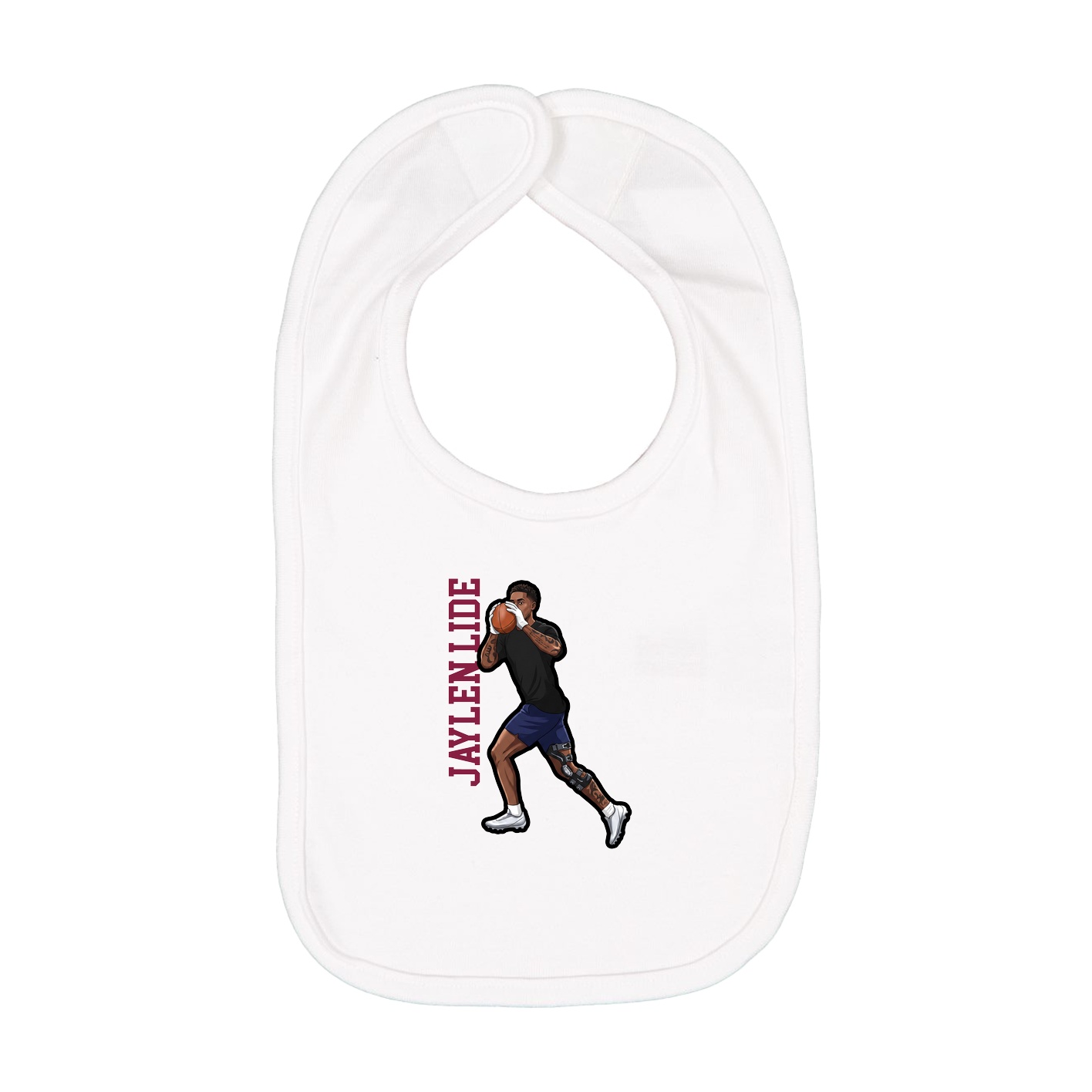 Infant Bib — Name Vertical in White