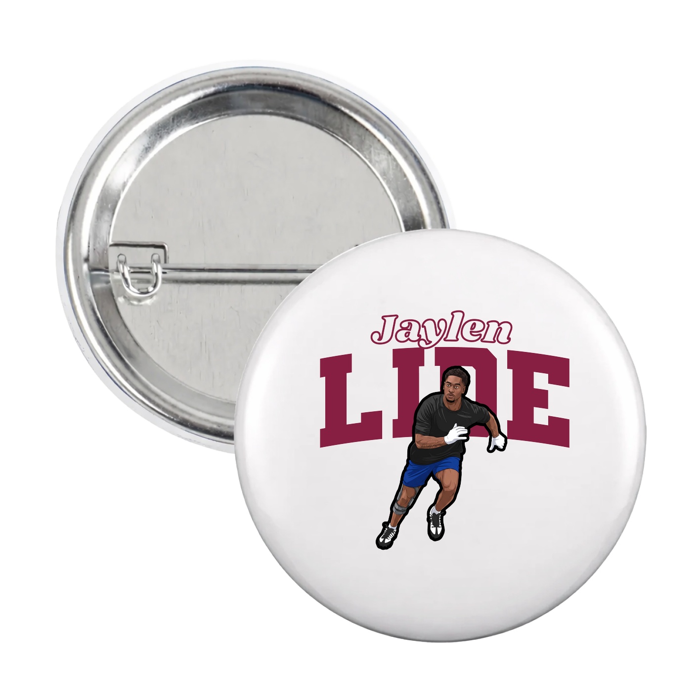 Game Day Button — Name Arch in White