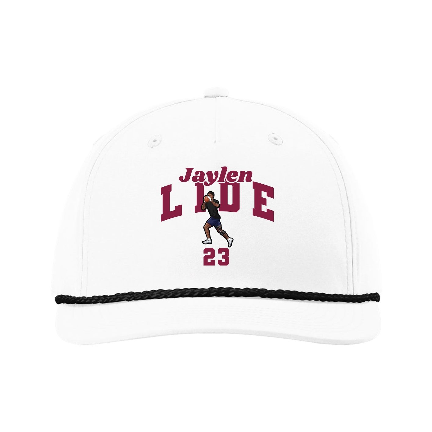 Five-Panel Classic Rope Cap — Signature Arch in White