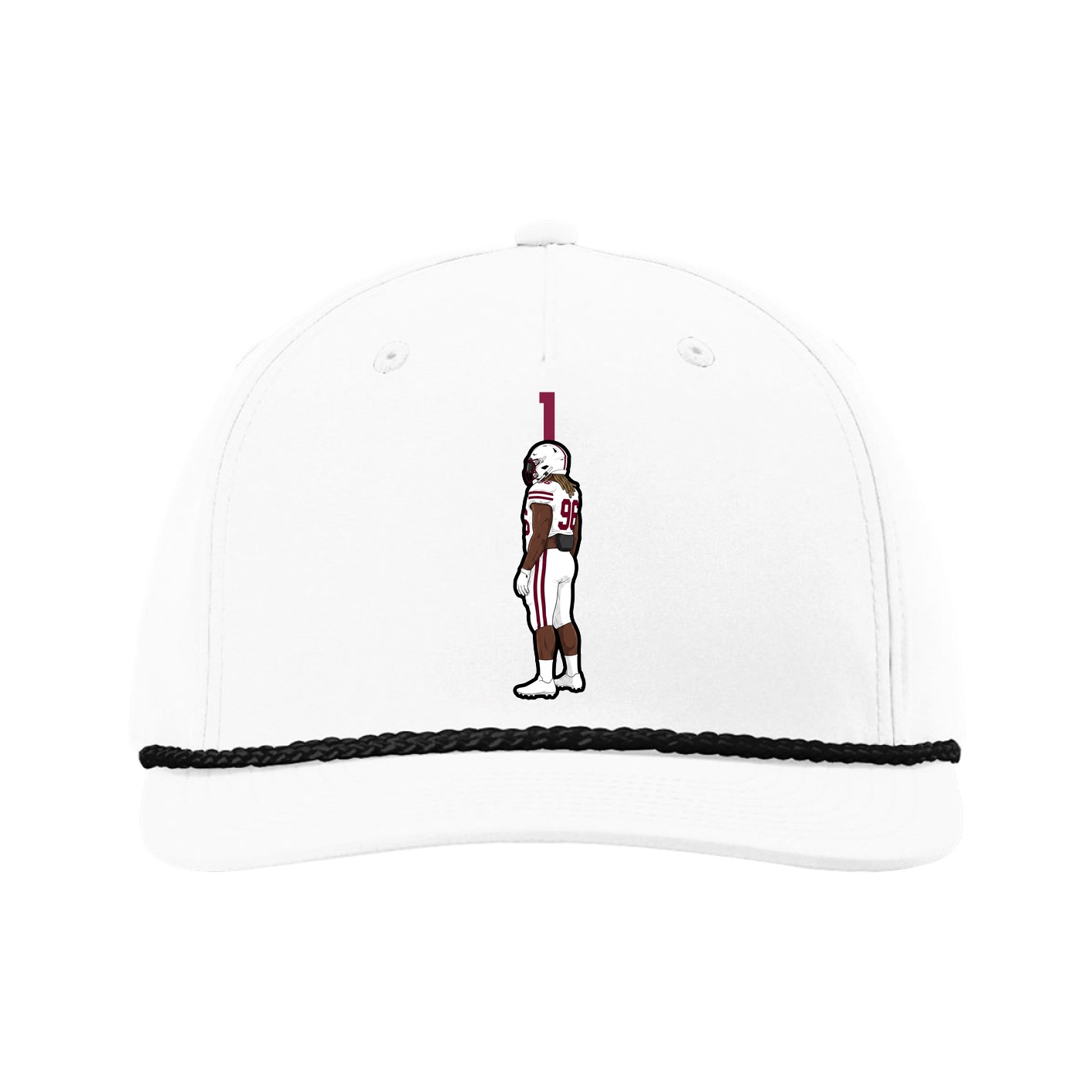 Five-Panel Classic Rope Cap — Number Top in White