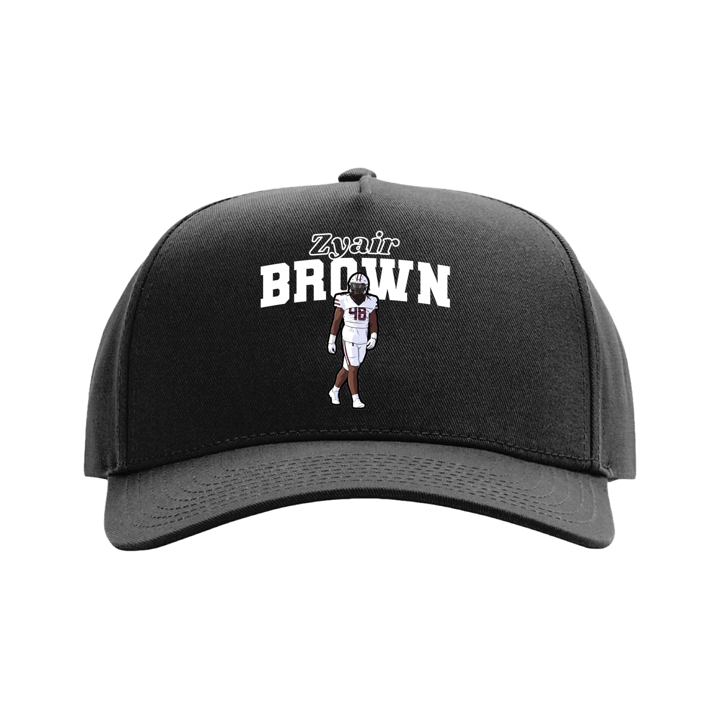 Full Fabric Five-Panel Champ Cap — Name Arch in Black