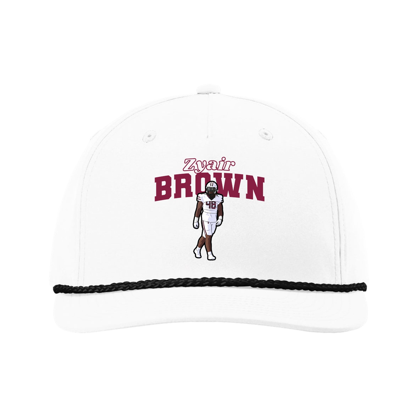 Five-Panel Classic Rope Cap — Name Arch in White